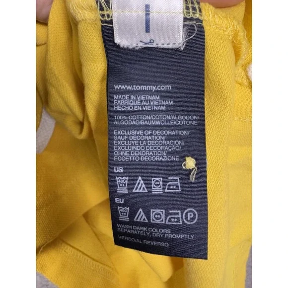 Tommy Hilfiger Rugby Shirt Navy Blue Yellow Iconic Classic Striped Rap 5 Custom - Picture 6 of 13